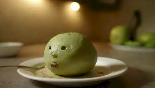 un plato con papas verdes