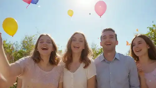 3 personas sonrientes riéndose juntos