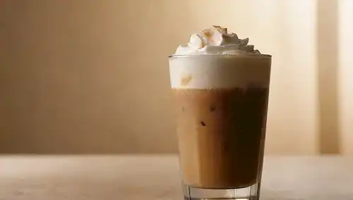 café helado en un vaso con hielo cubos