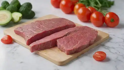 2 losas de carne en un fondo blanco