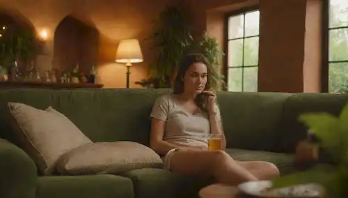 Una persona sentada en un sofá