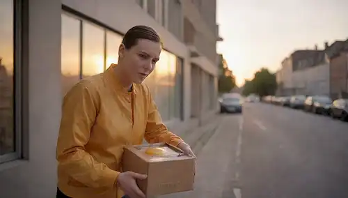 Una caja con una ventana transparente