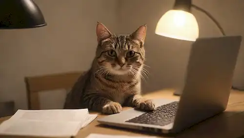 Un gato curioso sentado en un teclado portátil