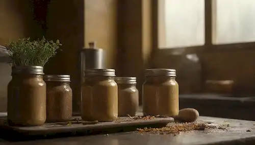 Cuadrícula de cocina oscura con escamas anticuadas