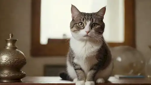 Un gato curioso con una expresión enigmática
