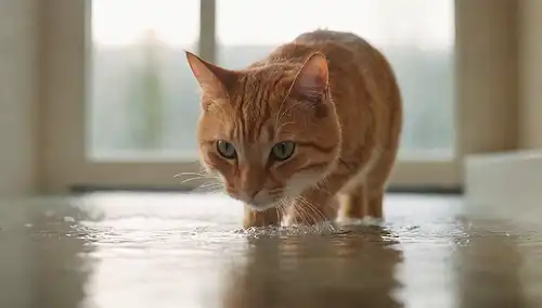 ilustración 3D, vidrio transparente, agua corriente, agua potable, vista de cerca, flujo suave, reflexión sobre la superficie, ambiente tranquilo, ambiente sereno, enfoque suave, colores cálidos, entorno natural