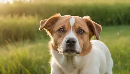 Un perro juguetón con una expresión curiosa
