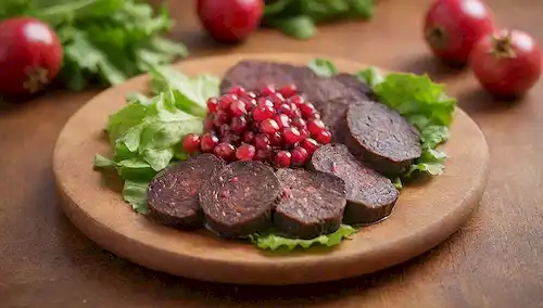 un plato lleno de rodajas de morcilla