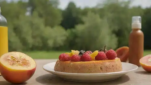 fruta madura con moscas zumbidas alrededor de ella