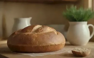 3-4 tipos de pan en una mesa de madera rústica