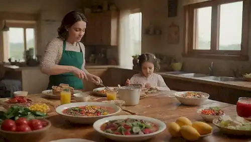 Una cocina caliente con una cocina familiar