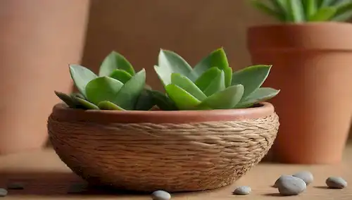 Una planta suculenta de serpiente verde con hojas gruesas
