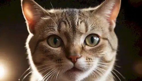 ilustración 3D de una cara de gatos con pupilos verticales