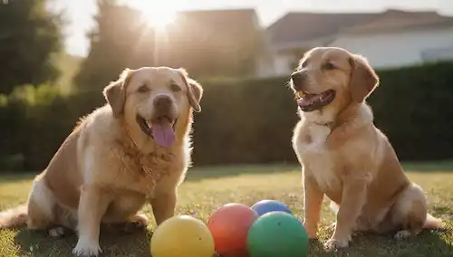 Un perro alegre y juguetón (preferiblemente una raza mixta) con su propietario