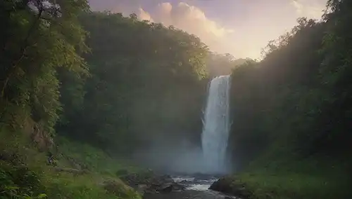 Un paisaje sereno con una persona dormida rodeada de nubes suaves